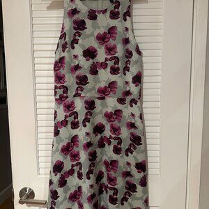 Banana Republic Watercolor Floral Fit & Flare Dress - Sage & Plum - Size 8